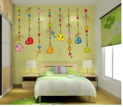 批發(fā)現(xiàn)貨墻貼畫店鋪兒童房幼兒園背景裝飾花色卡通愛心JM8275