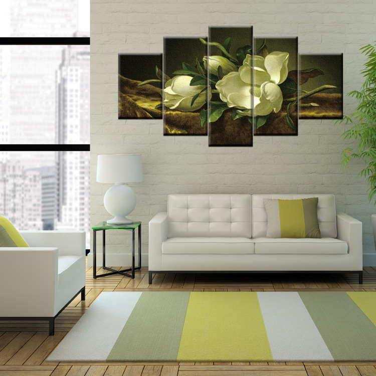 廠家直銷花繪系列五拼畫裝飾畫芯客廳裝飾畫來圖定制五聯畫WPH-37