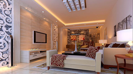 現(xiàn)代簡約電視背景墻成就高品質(zhì)客廳裝修-